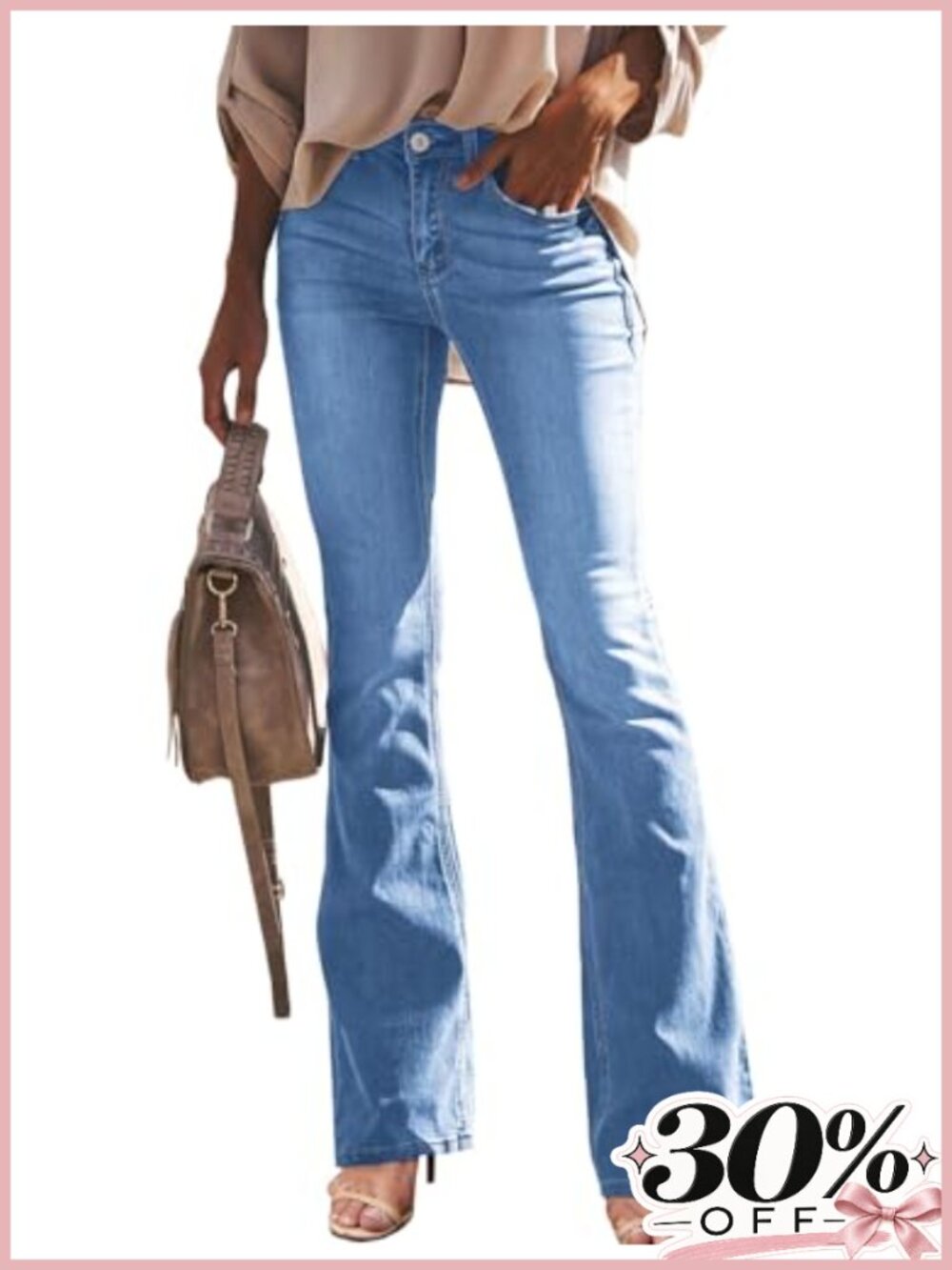 High Waisted Bell Bottom Bootcut Flare Jeans Cotton Blend Stretch Denim Pants